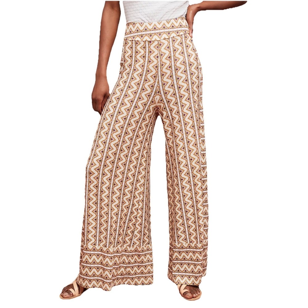 Farm Rio Anthropologie Striped Wide Leg Palazzo Pants Sz XL Global Retro Boho